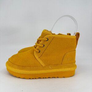 UGG Neumel Boots Kids Size 11C Youth Yellow Suede Chukka Fur Lined Lace Up
